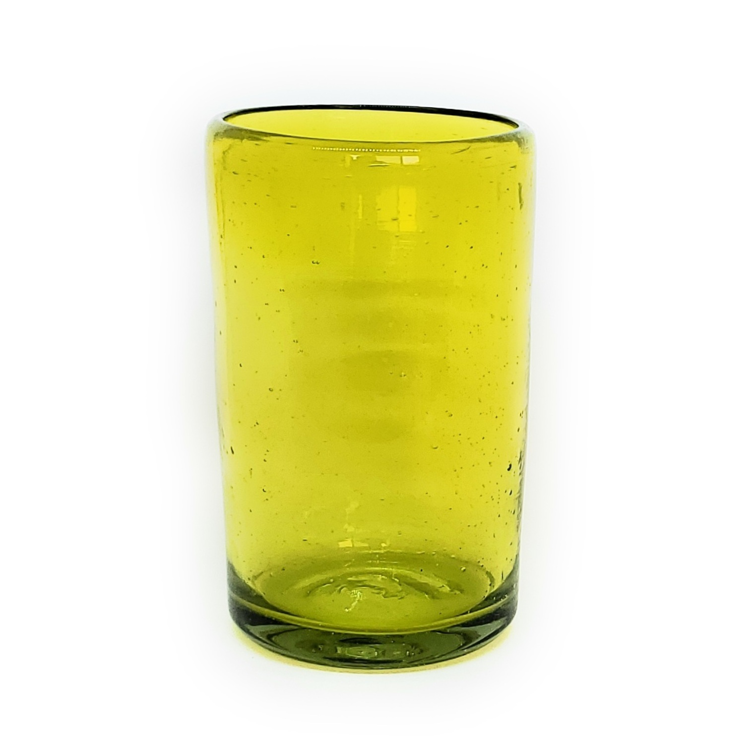 VIDRIO SOPLADO / Juego de 6 vasos grandes color amarillos
